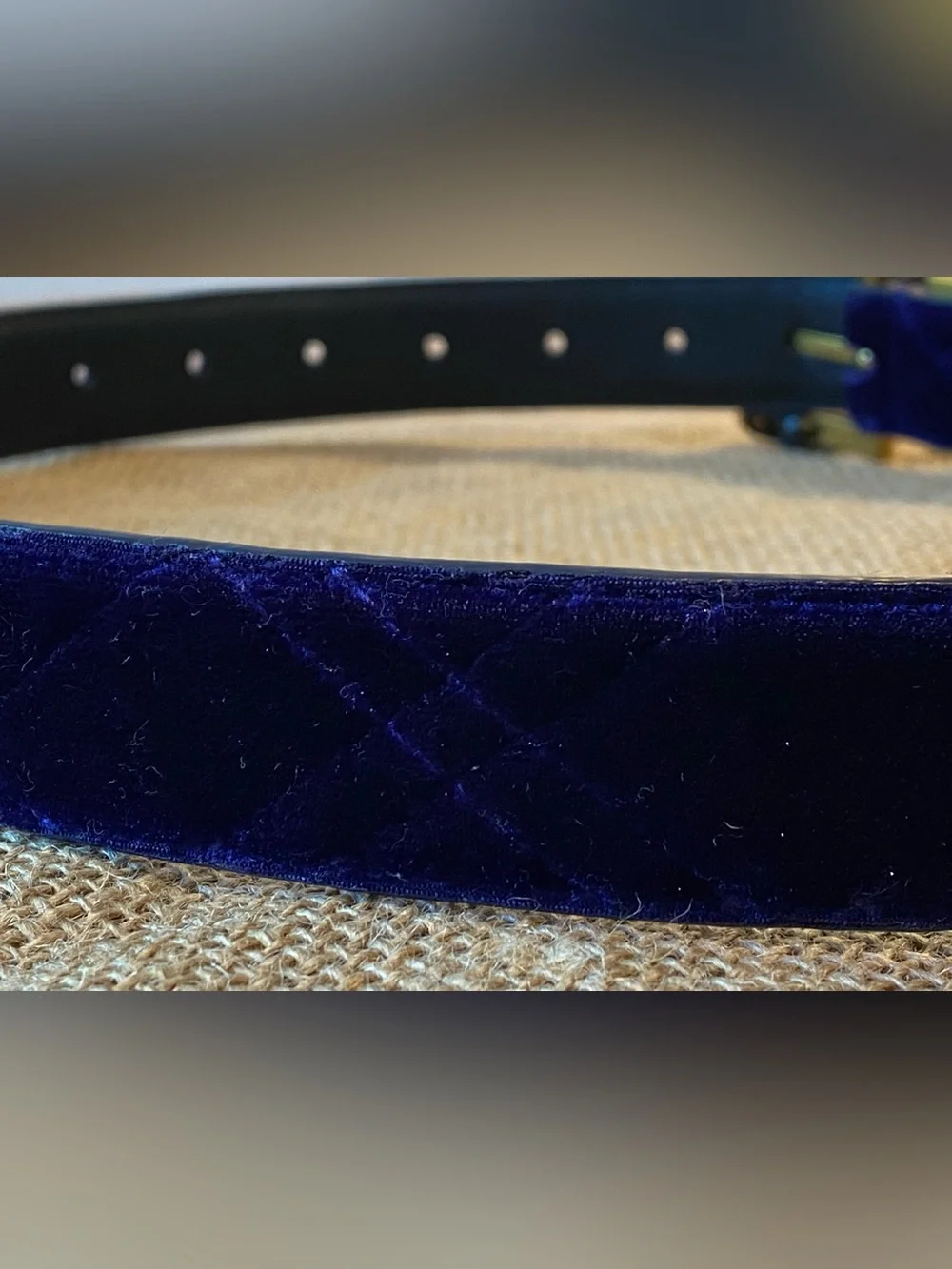 Kurt Geiger Purple Velvet Belt with Gold Hardware